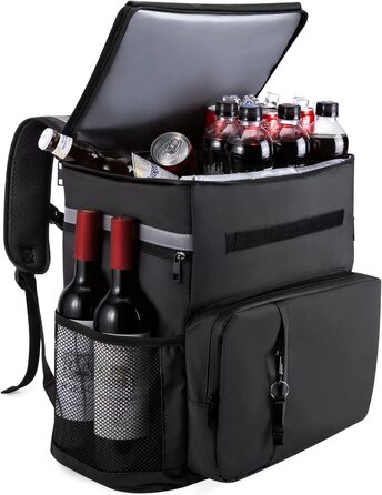 Термосумка-рюкзак MATEPROX 40L чорного кольору: ізольована, водонепроникна, з відкривачем для пляшок, для пікніка, кемпінгу, BBQ та походів