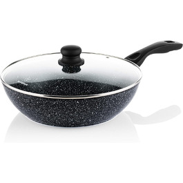 См, 3-шарова Мармурова вок-сковорода Westinghouse Black Marble з антипригарним покриттям, виготовлена з кованого алюмінію, індукційна конструкція, 30