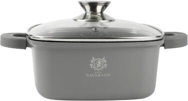 Каструля з антипригарним покриттям 10 літрів, діаметр 28 см, з кришкою, з алюмінієвого лиття, для всіх типів плит (в т.ч. індукційних), сірого кольору. Ідеально підходить для приготування супів, тушкування та інших страв.