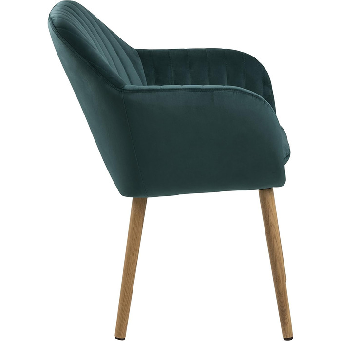 AC Design Furniture Стілець для їдальні Wendy, 57x61x83 см, смарагдовий/дуб, велюр/дуб, 1 шт.