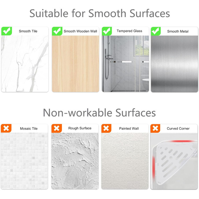 Поличка для душу Sotfamily без свердління (90°), кутова, з клеєм, з нержавіючого пластику, для шампуню, 4 шт., кристалічний дизайн