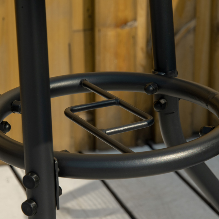 Зручний садовий столик, вуличний столик для тераси, меблі для саду, балконний столик, бістро-столик з отвором для парасольки, стільниця з загартованого скла + металевий каркас, чорний, Ø80 x 72 см