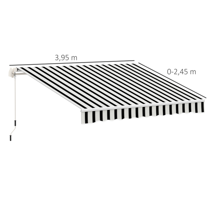 Балконна маркіза Outsunny, 3,95 x 2,45 x 3,50 м, стійка до ультрафіолету, для всіх поверхонь, тент з ручною рукояткою, алюміній, поліестер, синій