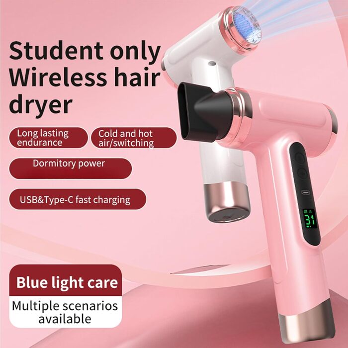 Портативний фен 15000 мАг з холодним та гарячим повітрям, USB-зарядка, для подорожей, бізнесу, кемпінгу, студентського житла, квартири (білий)