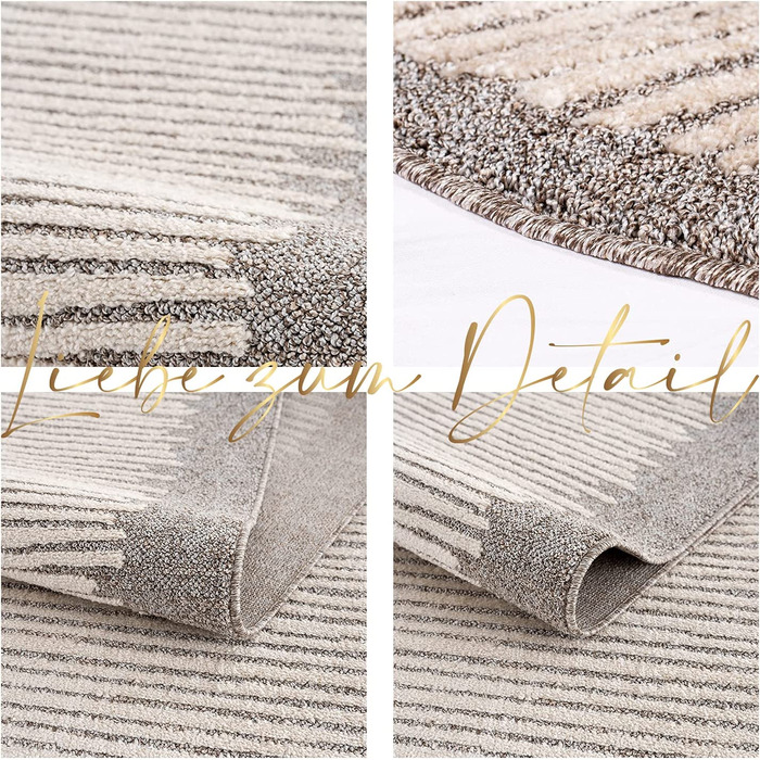 Килим-килимове покриття для коридору з бахромою 80х300см - коричнево-бежеві смуги - короткий ворс килим для вітальні спальні деко сканді бохо (160х230 см, мокко)