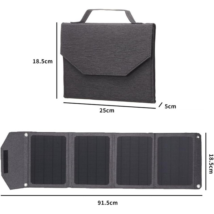 Портативна сонячна панель 28 Вт складна, ефективність перетворення енергії 24, водонепроникний зарядний пристрій для сонячної енергії IPX4 Два порти QC3.0 USB для подорожей у кемпінгу.