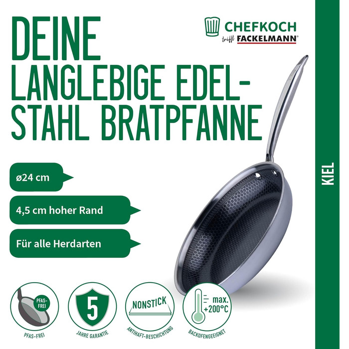 Сковорода Fackelmann Chefkoch Antihaft Ø28 см з керамічним покриттям, для всіх плит (вкл. індукція)