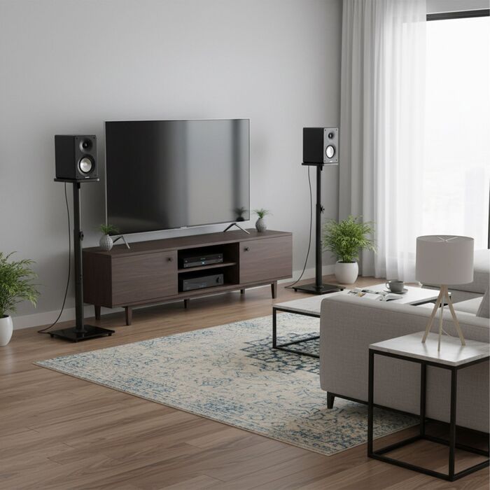 Підставка для динаміків Relaxdays, скло, 72-95 см