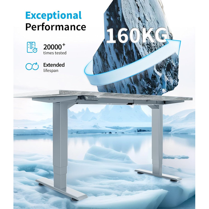 Електричний регульований стіл MAIDeSITe T2 Pro Plus сірий: 2 мотори, 4 пам'яті, нагадування про зміну положення