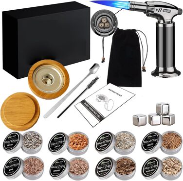 Набір для копчення коктейлів: факел, 8 смаків, тріски, ліхтарик, форма для льоду, аксесуари для віскі, інфузія