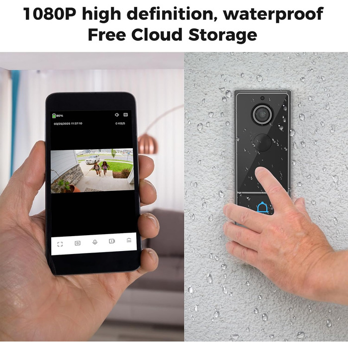 Розумна відеодзвінок Swokely Smart WiFi з PIR-датчиком, нічне бачення, IP65, для дому