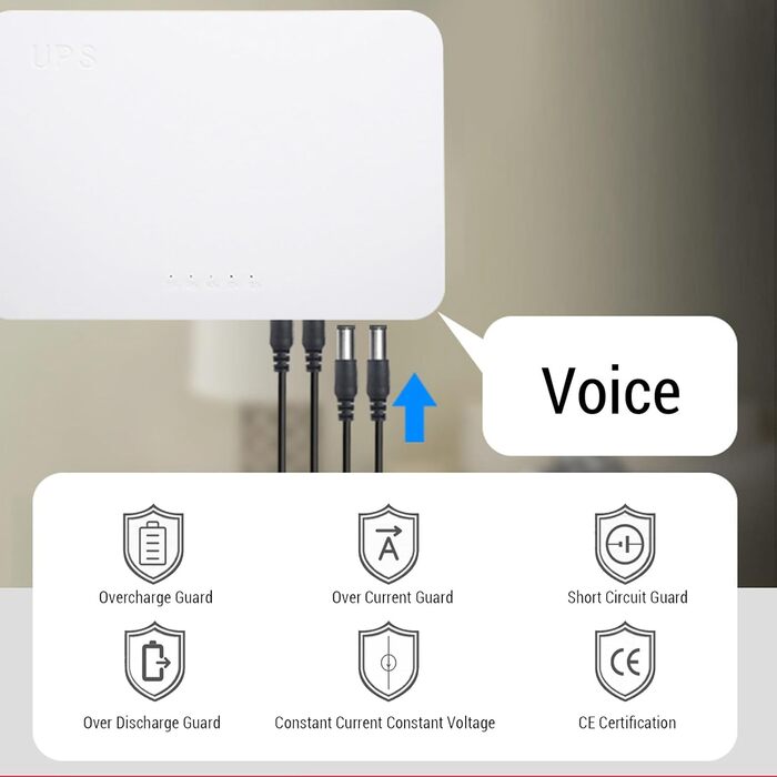 Mini UPS Marhynchus 8000mAh з батареєю, індикатором та підтримкою англійської мови для роутера, камери, телефону (EU-штекер)