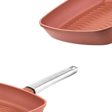 Сковорода-гриль Westinghouse PERFORMANCE SERIES 28 см з нержавіючої сталі, для індукції, грилю та всіх плит, з антипригарним покриттям, для духовки та мийки, алюміній (червоно-коричневий)