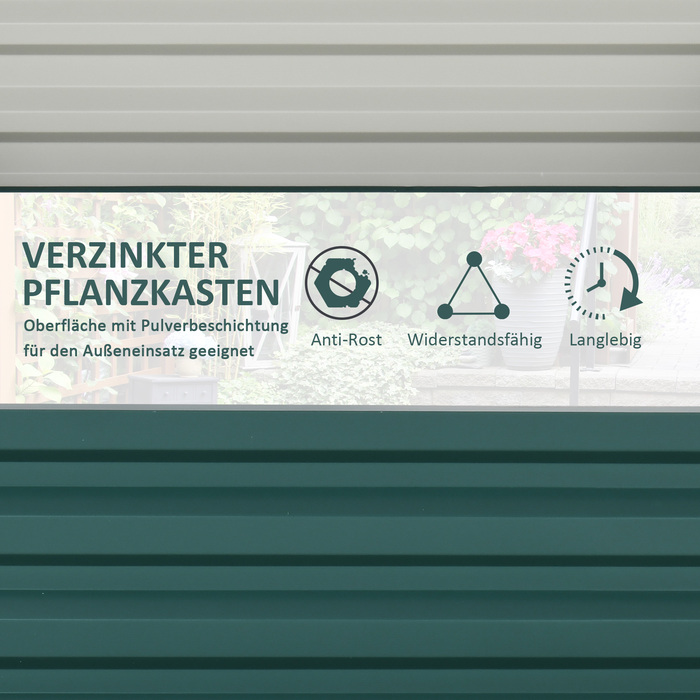 Квітник для саду, ящик для рослин зі сталевим корпусом, зелений, 120 x 120 x 30 см