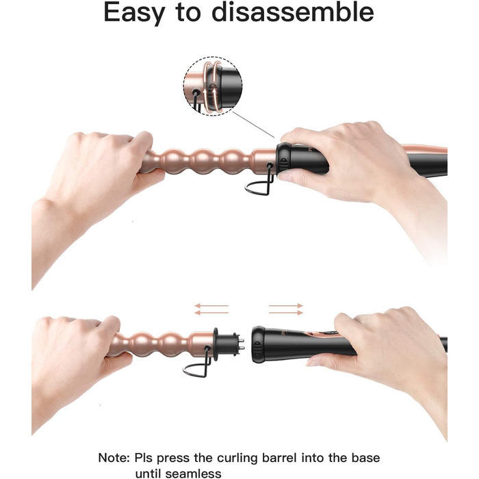 BESTOPE PRO 6-в-1 Локкенштаб: Великі та малі локони, різні насадки, регулювання температури, рукавички (Рожеве золото)