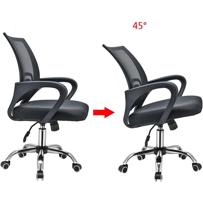 Ергономічний офісний стілець Panana, крісло з сітчастою оббивкою та підлокітниками, поворотне крісло з сітки, регульоване по висоті до 136 кг (чорне)