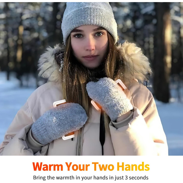 Електричні грілки для рук 2 шт. - USB, багаторазові, 3 режими нагріву, для дітей та жінок (чорний+білий)