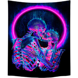 Гобеленові гобелени Roninkier Skeleton Психоделічні флуоресцентні настінні шпалери