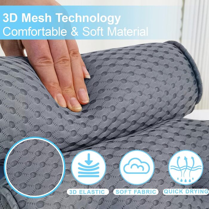 Подушка для ванни AEROiVi Luxuriös: комфортна підтримка голови та шиї, сітчаста тканина, сірий колір