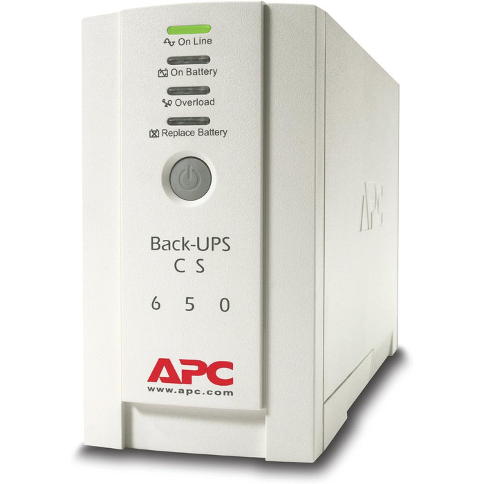 ДБЖ APC Back-UPS CS - BK650EI - джерело безперебійного живлення 650 ВА (4 виходи IEC, захист від перенапруг) (вихідна потужність 650 ВА, комплект із запасним акумулятором)