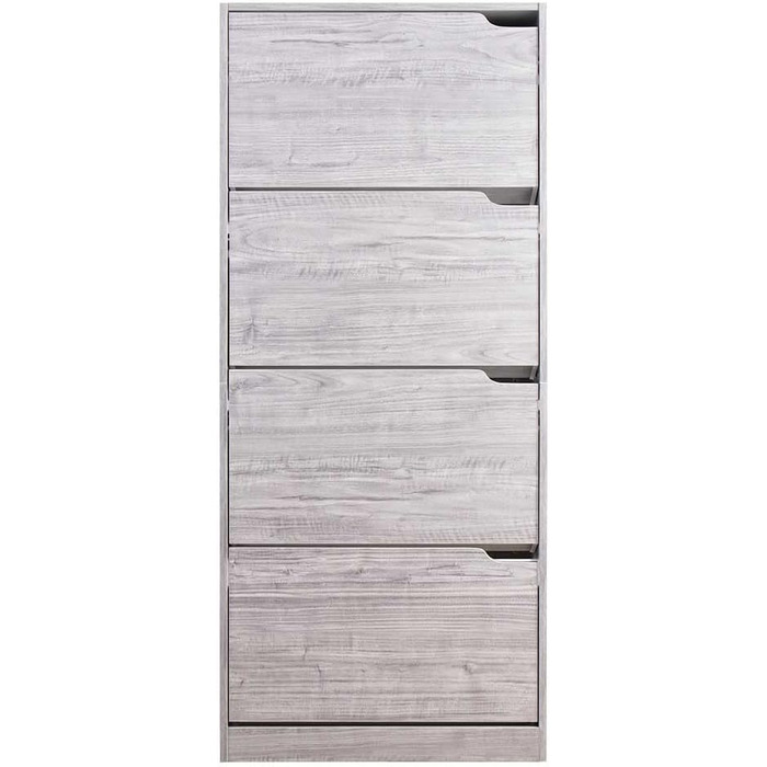 Стеллаж для взуття BAKAJI з МДФ, 4 дверцята, компактний, 63x24x150 см, зелений та дуб