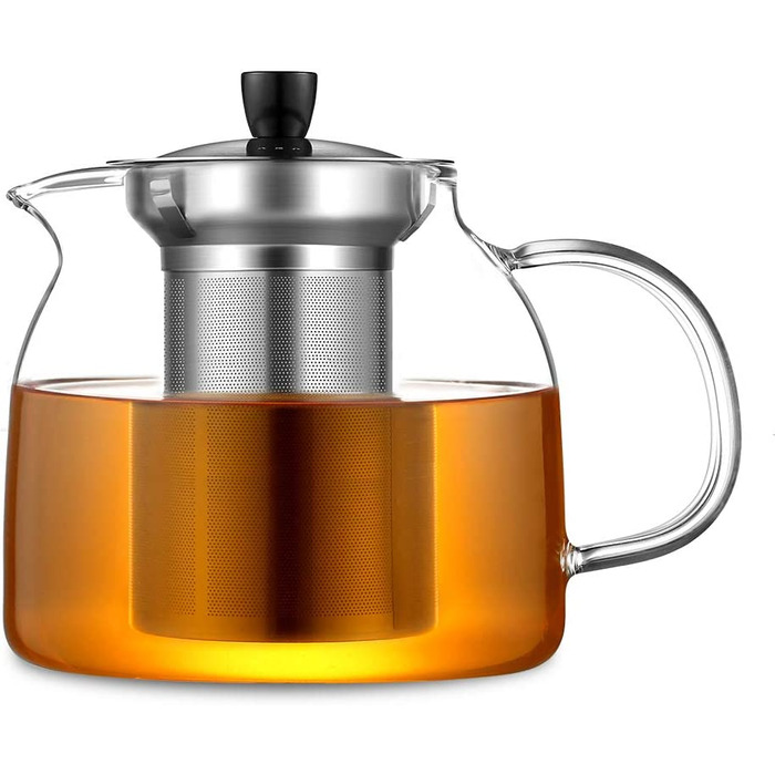 Чайник ecooe об'ємом 1000 мл із заваркою, чайник зі скла і нержавіючої сталі, підігрівач чаю (тип 2, 1000 мл)
