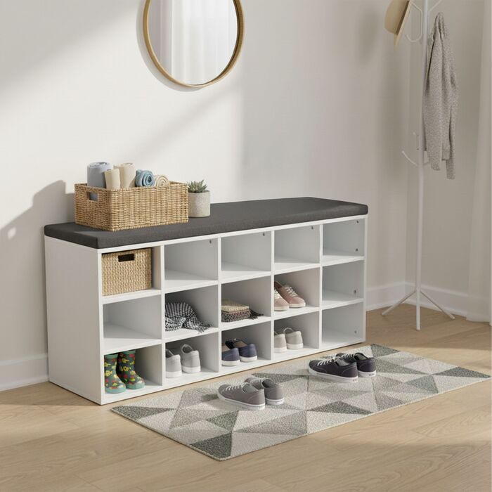 Підставка для взуття Relaxdays з м'яким сидінням та відкритими полицями