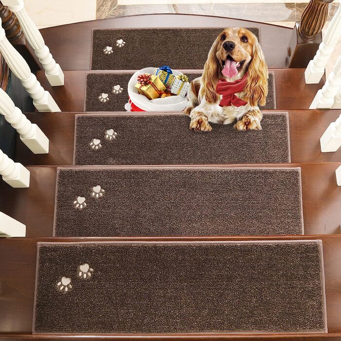 BEQHAUSE Килимки на сходи, 15 шт., антиковзаючі, 22x70 см, поліестер, TPE, для дітей, літніх людей та домашніх тварин