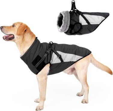 Водонепроникна куртка для собак з шлейкою та світловідбивачами для холодної погоди (L, сіра)