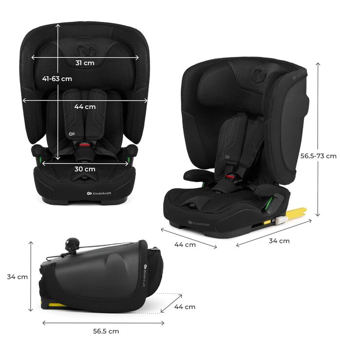 Автокрісло Kinderkraft FIX2GO i-Size 76-150 см (15 міс - 12 років), ISOFIX, Top Tether, SPS+, H-GUARD+, сіре (Black)