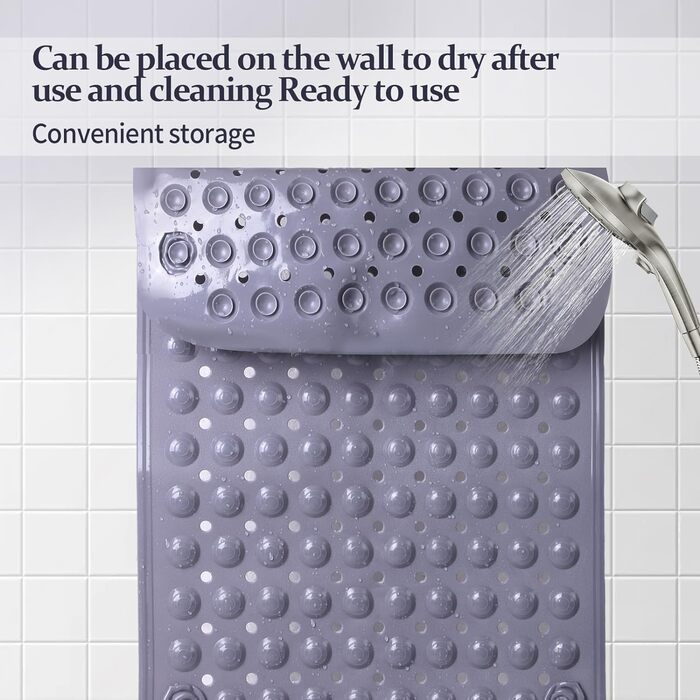 Килимок для душу з антиковзаючою поверхнею, 40x70 см (Сірий)