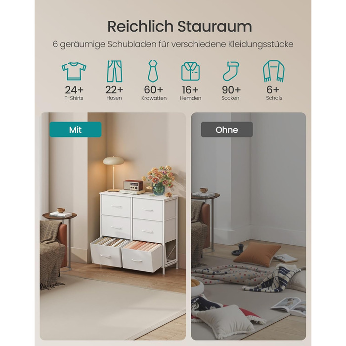 Комод SONGMICS з 8 висувними ящиками, шафа для зберігання, сталь, MDF, фліс, для спальні, прихожої, вітальні, вінтажний коричневий-чорний