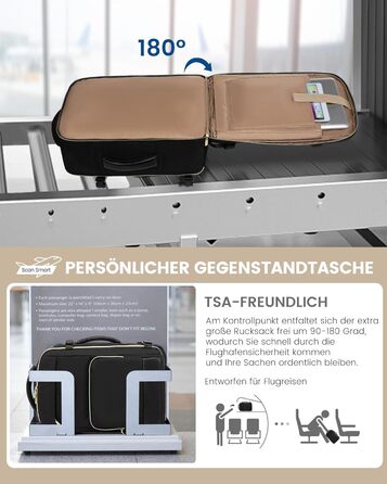 LOVEVOOK Рюкзак ручної поклажі, 40L, 17.3 дюйми, для подорожей та бізнесу, водонепроникний, 45x30x20 см, кольори: зелений, бежевий, чорний