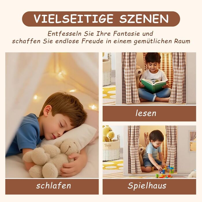 Дитячий намет для гри в приміщенні JRUKM - ігровий будиночок для дівчаток та хлопчиків, намет-ігровий будиночок для дитячої кімнати, для ігор та читання (нейтральні кольори)