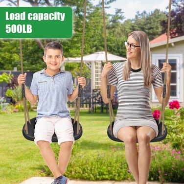 Дитяча гойдалка BeneLabel для дому та вулиці, міцна гума, регульоване положення 130-200 см, мотузка для підлітків/дорослих, зелений колір, 113 кг, комплект 2 шт.