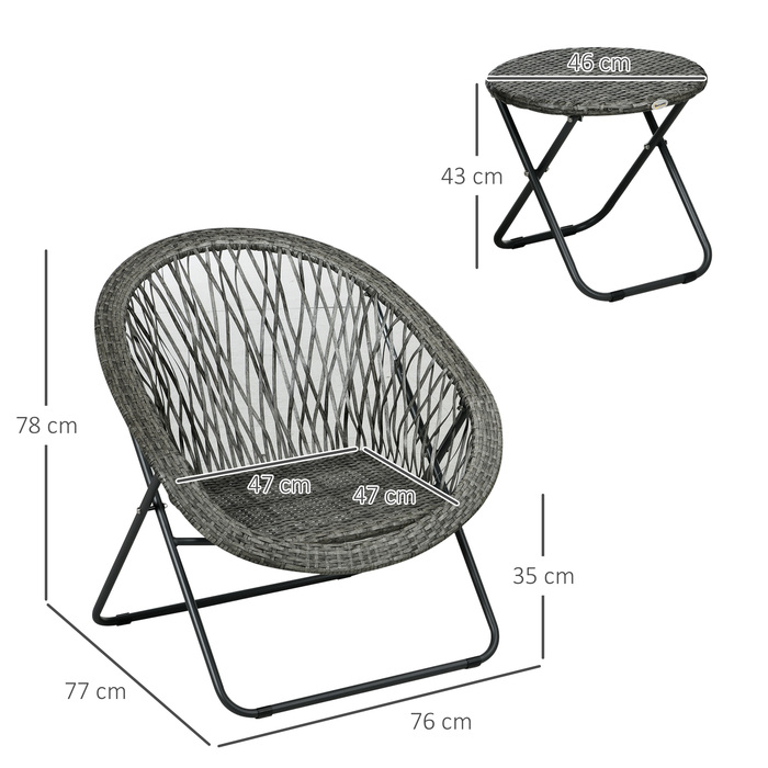 Балконний набір HOMCOM Folding Garden Set з журнальним столиком і 2 стільцями, включаючи подушки, сталевий сірий для патіо та саду