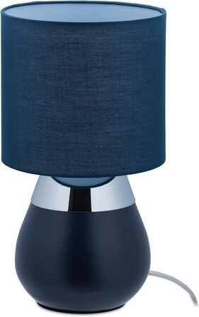 Приліжкова лампа Touch, цоколь E14, непряме світло, овальна настільна лампа з абажуром, ВхГ 32 х 18 см, темно-синій