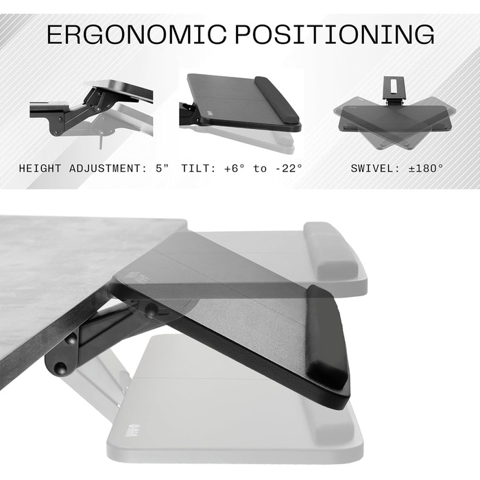 Підставка для клавіатури та миші VIVO - регульована платформа під стіл, кріплення під стіл, полиця під стіл (MOUNT-KB03B)