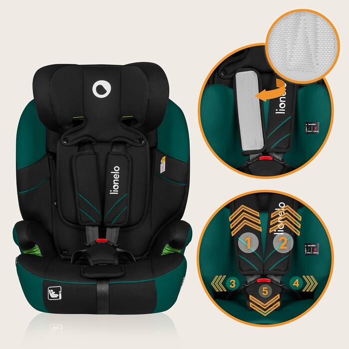 Автокрісло Lionelo Levi One i-Size 76-150 см, група 1 2 3, зелене