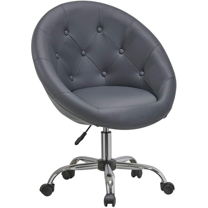 Шикарне крісло-коляска Duhome, офісне крісло без підлокітника, робоче крісло з коліщатками зі штучної шкіри, обертове кругле робоче крісло ч