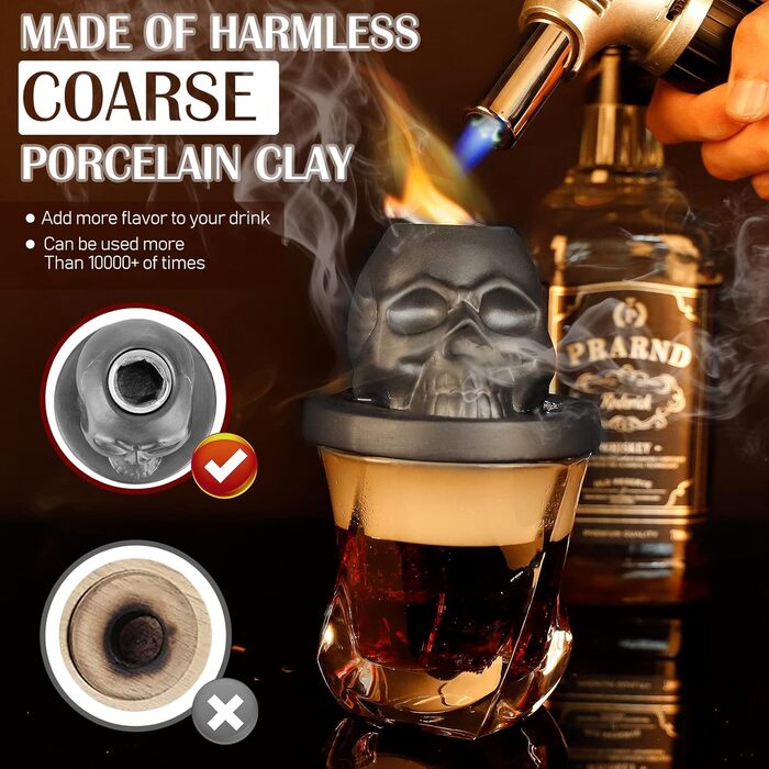 Набір для копчення віскі Anmyox з ліхтариком, набір для диму з коробкою, віскі-набір, подарунок для чоловіків, набір з черепом, для друзів, чоловіка, батька (без бутану)