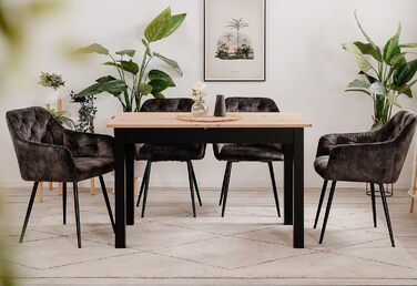 Столовий стіл Esszimmertisch Crawley III Sonoma Eiche 120 см - розсувний, кутовий, з висувною частиною, колір Artisan / Чорний