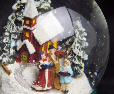 Різдвяна куля Snow Globe з музичною шкатулкою, срібна основа, 140 мм, Різдвяна мелодія