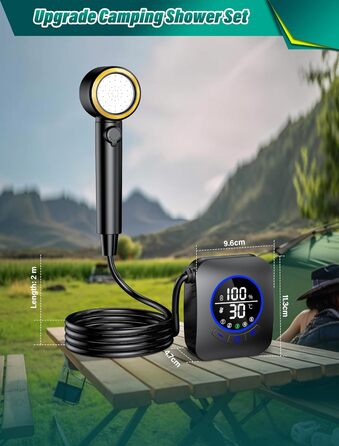 Портативна душова кабіна для кемпінгу з насосом, 8000mAh, 2м шланг, для відпочинку, подорожей, миття авто та тварин