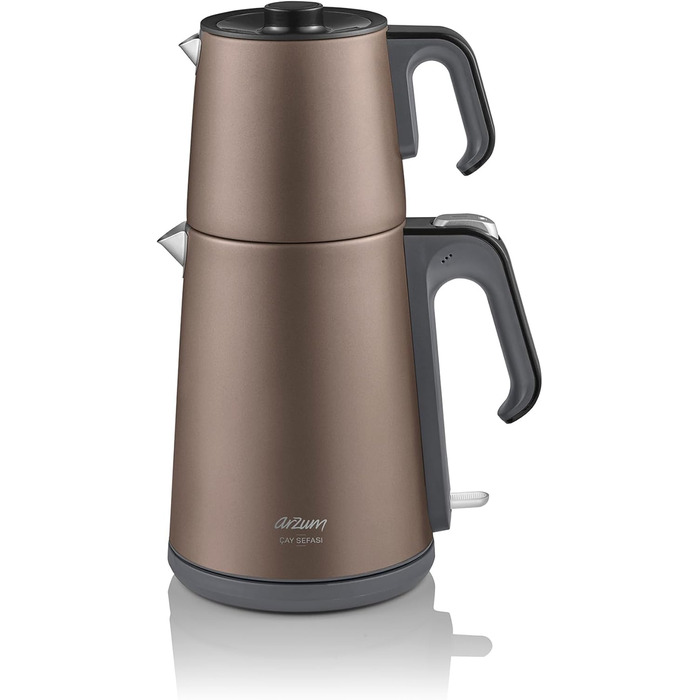 Електричний чайник Arzum Ehlikeyf – турецький чайник, 2200W, 3,5л, 1,2л глечик, нержавіюча сталь, регулювання температури, захист від сухого кипіння