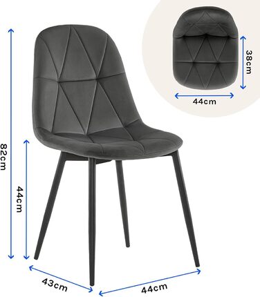 Крісла для їдальні Lestarain з підлокотниками, для кухні, вітальні, оббивка з велюру, металевий каркас, ергономічний дизайн, темно-зелений колір (темно-сірий), набір 2 шт.