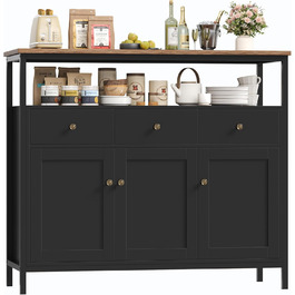 FirFurd Комод-тумба у вітальню, кухню, їдальню. Білий комод з 3 висувними ящиками та 3 дверцятами, регульована полиця, 108x38x98,5 см