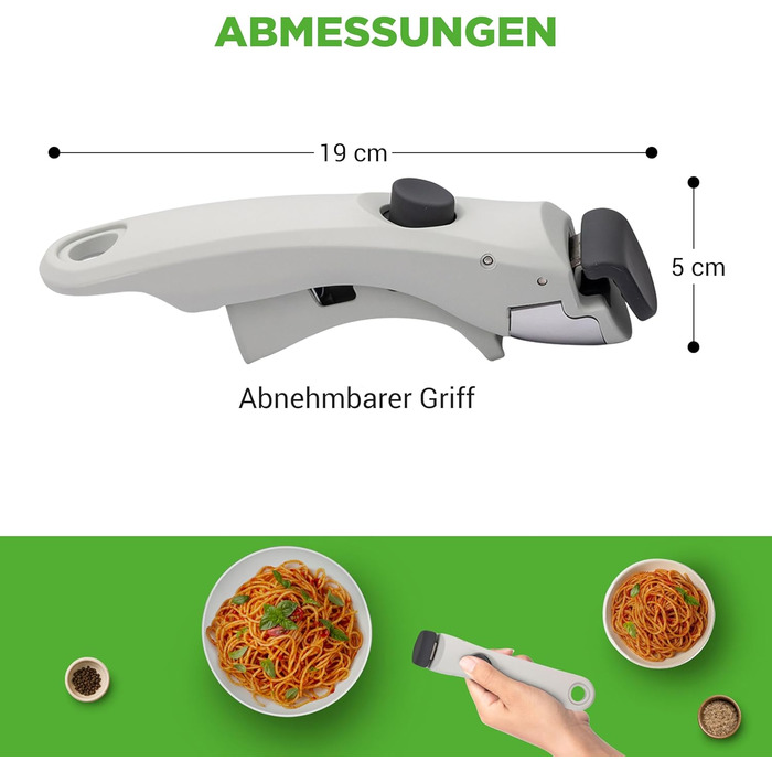 Набір посуду NutriChef 18 предметів з кераміки з знімними ручками, антипригарне покриття, для всіх плит, включаючи індукцію, сумісний з духовкою, компактний, складений, кремовий колір