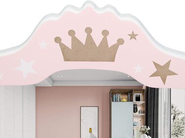 Дитячий туалетний столик LEADZM з пуфом для дівчаток, з двома дзеркалами 180°, комод з шухлядою, для дітей 3-9 років (білий & рожевий)