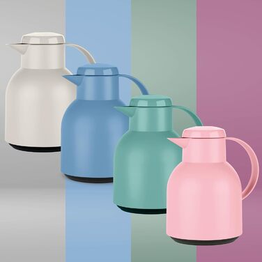 Термос Emsa Samba 1000 мл, білий прозорий, з термоізоляцією, Quick Press, 12 год гаряче, 24 год холодне